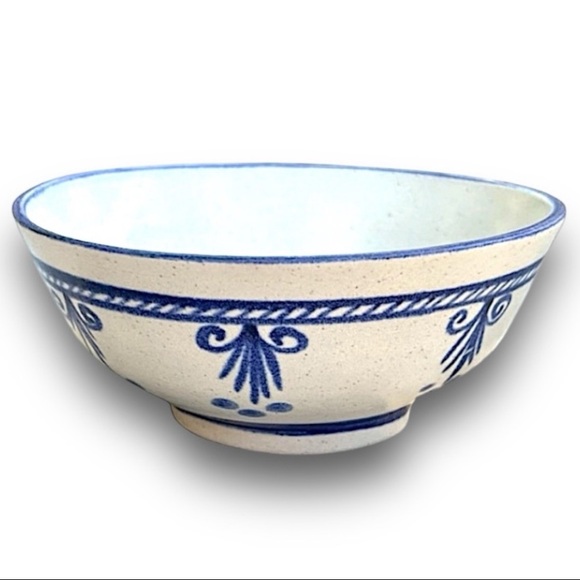 White Pottery Bowl Blue Designs/Ramen Noodle, Ice Cream, Snacks, or Decorative - Picture 11 of 12